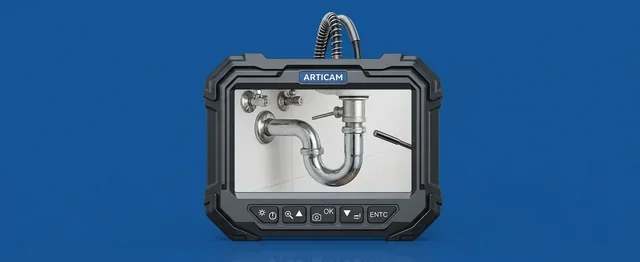 ARTICAM plumbing inspection camera in a professional studio setting