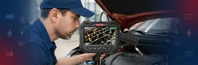 ARTICAM mechanic using inspection camera for car inspection outdoors